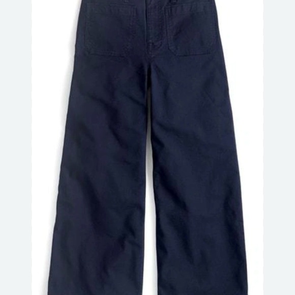 J.Crew Point Sur Navy Wide Leg Crop Pants Size 6P Petite High Rise - Picture 2 of 8